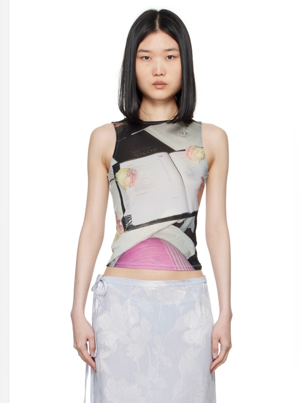Paloma Wool Ponsa Graphic Photo-Print Sleeveless Tank Semi Sheer Mesh Knit
